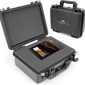 16 inch Waterproof Marine Electronics FishFinder Case Compatible with Garmin Striker, Humminbird Helix, Lowrance Hook, Raymarine GPS Chartplotter Fish Finders and Depth Finders For Boats