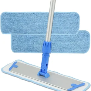 18 Inch Microfiber Mop for Floor Cleaning-Hardwood Flat Mop with 3 Washable Mop Pads, Wet Dry Dust Mop with Aluminium Handle for Household Cleaning
