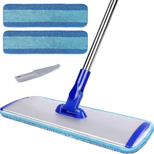 18" Professional Microfiber Mop Floor Cleaning mop, Flat Mop with Stainless Steel Handle,2 Reusable Washable Mop Pads and mop Pads Brush,Microfiber Mop for Hardwood, Laminate, Tile Floor Cleaning