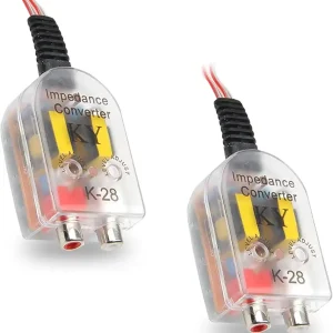 2-Channel Car Stereo Audio Speak Delay Signal Hi-Low Converter, Car Line Audio Output Converter, Portable Vehicle Impedance Signal Converter, Universal Car Inputs Accessories (Transparent)