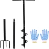 2 in 1 Hand Drill Auger Post Hole Digger � 44.5 inch Manual Garden Spiral Drill Planter for Bulb, Flower, Seedlings, Bedding Plants, Fence Post Auger for Trees, Mailbox, Deep Cultivating.