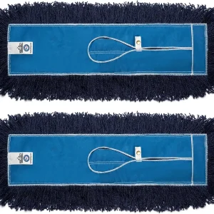 2-Pack 18-Inch Premium Nylon Dust Mop Replacement Head - Heavy Duty Refill for Industrial, Commercial, and Residential Cleaning - Dry Floor Duster for Hardwood Surfaces - Blue (2-Pack)