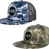 2 Pack Flat Brim Trucker Cap Adjustable Snapback Hat Mesh Back for Men Women Fishing Hunting