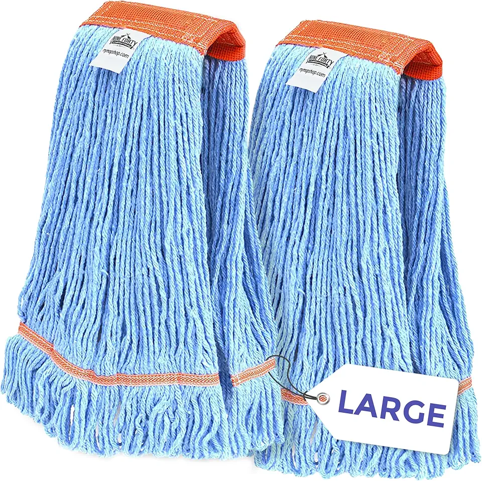 2-Pack Industrial and Commercial-Grade Looped End Wet Mop Head Refill - Heavy Duty 20 Inch 4-Ply Premium Synthetic Yarn - for Optimal Absorption and Durability - Blue (2 Pack, Large)