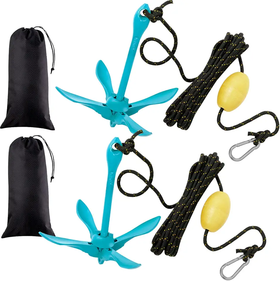 2 Pack Marine Kayak Anchor Kit 3.3lb Folding Grapnel Anchor Kit Boat Anchor Kayak Fishing Accessories for Small Boats Kayaks Canoe Paddle Boards
