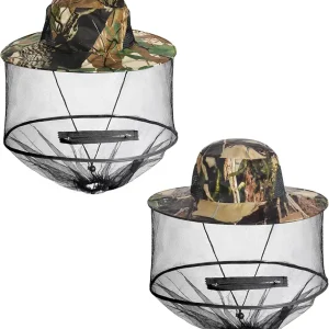 2 Pack Mosquito Head Net Hat Sun Hat Garden Bug Hat with Hidden Net Mesh for Outdoor Gardening Beekeeping