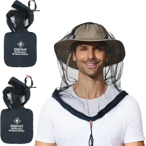 2 Pack Mosquito Head Net Mesh for Hiking & Outdoors,Bug Netting over Hat Adults Fishing,Insect Shield Protection Face Cover Mask Hood against Fly Midge Gnat