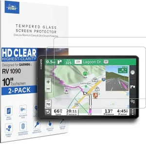 [2-PACK] Premium Tempered Glass Screen Protector for Garmin RV 1090, RV 1095 Navigator 10 Inch Touchscreen Anti Finger Print (HD Clear)
