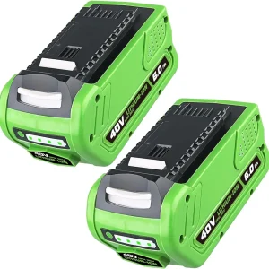 2 Packs 6.0Ah 40V 29462 Lithium Battery, Replacement for Greenworks Battery, Compatible with Greenworks 29252 20202 22262 25312 25322 20642 22272 27062 21242 Cordless Power Tools
