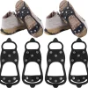 2 Pairs Non Slip Gripper Spike Ice Traction Cleats Walk Traction Cleat Durable Ice Snow Grips for Shoes, Boot with 8 Steel Studs Crampons