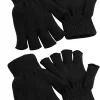 2 Pairs Unisex Warm Half Finger Gloves Winter Fingerless Gloves (L for Adults, M for Teens, S for Kids)