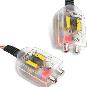 2 PCS Car Amplifier Subwoofer Converter, High Frequency to Low Frequency Design, Vehicle RCA Line Control Audio Signal Adapter, Universal Portable Automotive Output Converter (Transparent)