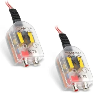 2 PCS Car Audio Converter, K-28 High Frequency to Low Frequency Output Speaker Output RCA Line Control Audio Signal Adapter, CD Player High and Low Modified Audio Cable (Multicolored)