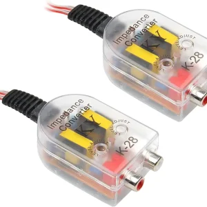 2 PCS Car High Frequency to Low Frequency Output Converter, Speaker Output to RCA Line Control Audio Signal Adapter, CD Player High and Low Modified Audio Wiring, Universal Car (Transparent)