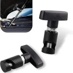 2 PCS Car Hood Lift Rod Fixing Clip, Alloy Bottom Non-Hole Trunk Hydraulic Air Rod Anti-Pinch Anti-Slip Tool, Suitable for Use on Lift Rods with A Diameter Within 0.43", for Cars (Black)
