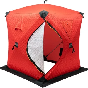 2 Person Insulated Ice Fishing Shelter Pop-Up Portable Ice Fishing Tent with a Door and Two Windows for Camping, Hiking, Fishing, Surfing, Outdoor Adventure 57.09 * 57.09 * 64.96 in