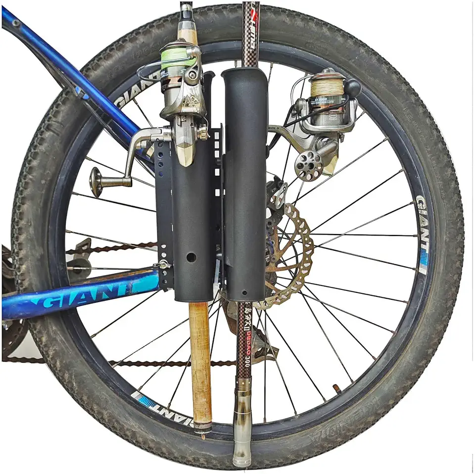 2-Tubes Fishing Rod Holder for Bike, Bike Fishing Pole Holder and Carrier,Rod Rack for Bicycle Fishing,Perfect Fishing Gift