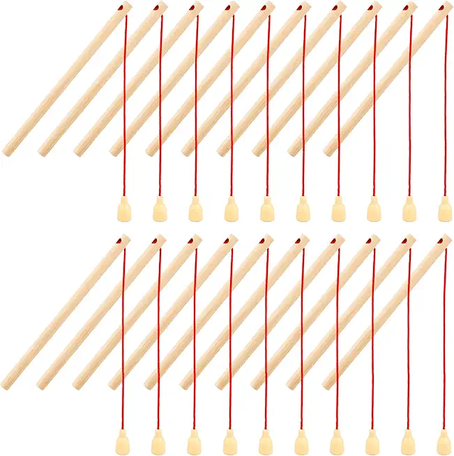 20 Pack Mini Wooden Magnetic Fishing Pole Small Wood Magnet Pole Fishing Rod Wooden Magnetic Fishing Game Rod for Preschool Boys Girls Fishing Game Activity