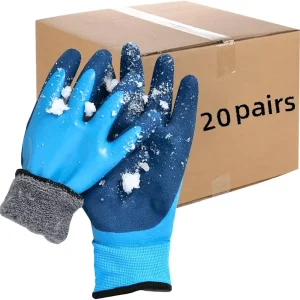 20 Pairs Waterproof Winter Work Gloves for Men and Women, Freezer Gloves for Outdoor Cold Weather Work Below Zero, Waterproof Garden Gloves for Shoveling Snow, Ice Fishing