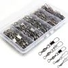 200PCS Barrel Snap Swivel Fishing Accessories, Premium Fishing Gear Equipment with Ball Bearing Swivels Snaps Connector for Quick Connect Fishing Lures