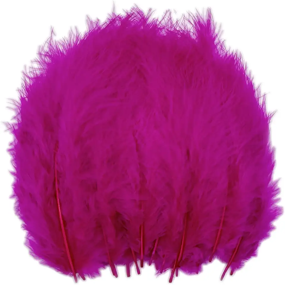 200pcs Fluffy Turkey Marabou Feathers for Crafts DIY Dream Catcher Fringe Trim Colored Feathers Fly Tying Material 4-6 Inches (Fuchsia-200pcs)