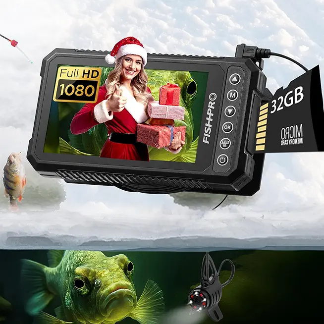 (2025 Upgrade) FishPRO� HD 1080P Underwater Fishing Camera 4.5''- w/DVR-32GB, (NO Need Learn) Ice Fishing Camera w/ 5,000mAh Li-Battery & USB-C Power, IR&LED for Dark, Fish Finder Camera, 20m/66ft