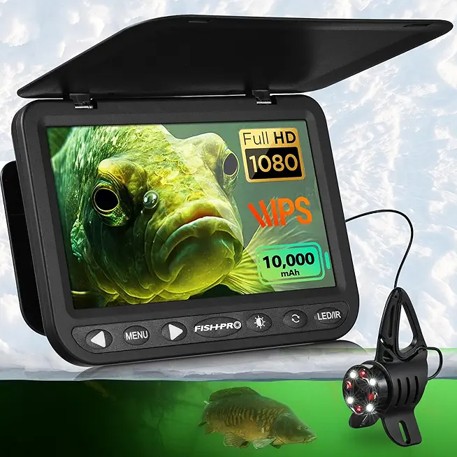 (2025 Upgrade) NO.1 HD 1080P Underwater Fishing Camera, FishPRO� 7'' Ice Fishing Camera w/10,000mAh Li-Battery, IR & LED for Dark, USB-C, Portable Ice Fishing Fish Finder Camera, 25m/82ft