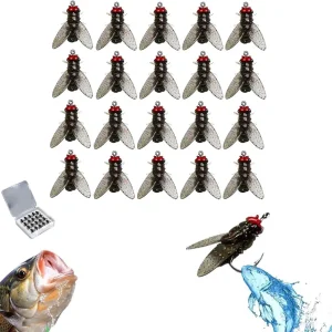 20Pcs Bionic Fly Fishing Bait, 2024 New Fly Hook Soft Bait Add Fish Attractant Fishing Gear, Silicone Artificial Fishing Lure with Sharpened Hook