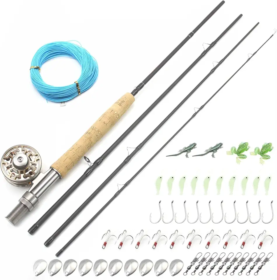 2.1M 7Ft Fly Fishing Rod 1.98M 6.6Ft Reel Combos Carbon 4 Section Light Rod Beginner Fly Fishing Tackle Rod Fish Rod (Length : 1.98M Set)
