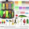 220 Pcs Fishing Lures Equipment Tackle Gear Box for Bass, Fish Kit with Soft Lures,Hooks, Accessories Tools,Frog,Worms,Plastic Bait, Swimbait,Crappie Jigs,Crankbaits, Gifts for Men