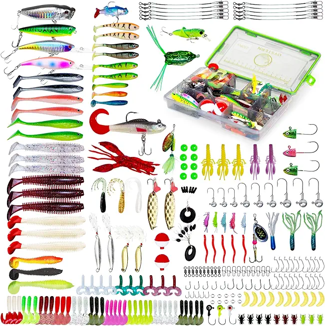 232PCS Fishing Lure Kit - Fishing Tackle Box Includes Fishing Lures, Spinner Baits, Fishing Bait, Bass Lures, Trout Lures, Fishing Accessories, Bass Fishing Gear and Equipment