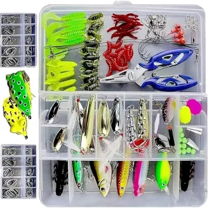 233Pcs Fishing Lure Kit Variety Set for Pros and Beginners Conveniently Packed in Tackle Box for Men, Women and Ice Fishing Enthusiasts