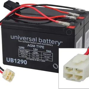 24 Volt 9 Ah Battery Pack with Harness for Razor Ground Force Drifter Go-Kart - Replacement Set (x2 12V) SLA Batteries, for Electric Power Scooter Quad Dirt Bike Dune Buggy Cart e-Toy Parts
