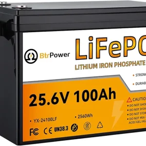 24V 100Ah LiFePO4 Battery, Built-in 100A BMS,2560Wh Lithium Battery,4000-15000 Deep Cycles & 10-Year Lifetime, Perfect for RV, Marine, Trolling Motor, Solar Off-Grid System