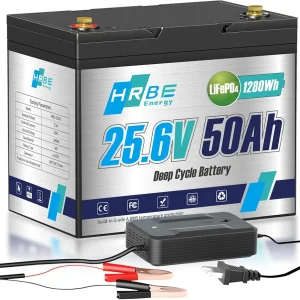 24V 50AH LiFePO4 Battery 1280Wh Load Lithium Iron Phosphate Battery, Stable Built-in BMS Protect, 7000+ Deep Cycle Recharging,Perfect for RV/Solar/Marine/Off-grid/Trolling Motor