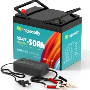 24V 50Ah LiFePO4 Lithium Battery, 8000+ Deep Cycle 24v Trolling Motor Battery 10-Year Lifespan, Upgraded BMS, Max. 1280Wh Energy LiFePO4 Batteries in Small Size for RV, Solar, Marine, Off-Grid
