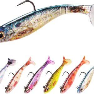 2.5/3.5In Swim Baits for Bass Fishing, Pre-Rigged Jig Heads Soft Plastic Walleye Fishing Lures, Paddle Tail Swimbaits for Bass Fishing, Fishing Bait for Freshwater Saltwater Gifts