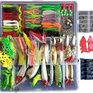 275Pcs Fishing Lure Set Kit Soft and Hard Lure Baits Tackle Set Bionic Bass Trout Salmon Minnow Popper Crank Rattlin Pencil Plastic Topwater Frogs Lure Metal Lures Spinner
