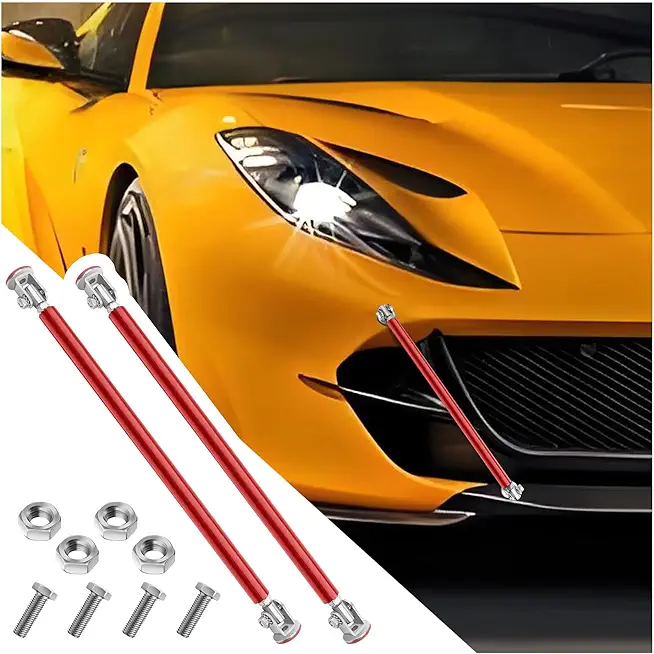 2PCS Adjustable Front Splitter Rods, 8-10.5" Fit for Front Bumper/Rear Spoiler/Rear Diffuser, Universal Car Accessories Support Rods for Car/Truck/SUV (Red)