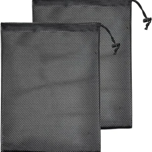 2pcs Black Pump Barrier Bags with Drawstring Sturdy Pump Filter Mesh Bag Pond Fish Pond Filter Cover Bags Water Pump Filter Bags for Pond Fountain Pump (16.1" x 12.2")