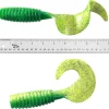 2pcs Fish WOW! 10" with Curly Tail Extended Perch Grub Soft Lure - Chartreuse Green