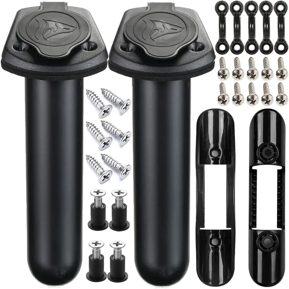 2Pcs Kayak Fishing Rod Holder & 2Pcs Kayak Paddle Holder Clips(Including Screws) for Kayak, Fishing Boat, Canoe and Fishing Tackle Accessory Tool