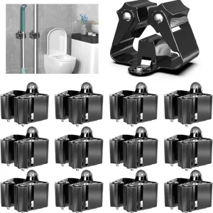 3-H Stainless Steel Broom Holder Wall Mount 12-Pack- Heavy Duty Mop Organizer, Wall Mounted Broom Storage with Secure Mounting for Kitchen Laundry Garage Bathroom (Space Saving)