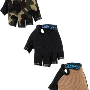 3 Pairs Kids Bike Gloves Kids Half Finger Fingerless Workout Gloves Non-Slip Gel for Bike Motorcycle