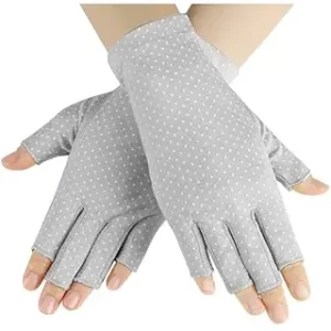 3 Pairs Sun UV Protection Gloves Non Slip Cotton Fingerless Driving Cycling Biking Nail Manicure Gloves for Women