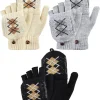 3 Pairs Winter Knitted Convertible Fingerless Gloves Knit Flip Fingerless Gloves with Fingers with Cover for Women Men(Rhombus Pattern,black, Gray, Beige)