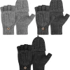 3 Pairs Winter Knitted Convertible Fingerless Gloves Knit Flip Gloves with Fingers Gloves with Cover for Women Men