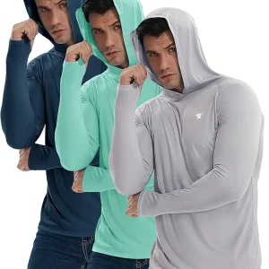 3/2 Pack Men's UPF 50+ Sun Protection Lightweight Hoodie Performance Long Sleeve SPF UV Shirt for Fishing Running