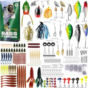 322-Piece Fishing Lures Kit - Buzz Bait/Spinner Baits/Jig/Frog, Fishing Tackle Box with Tackle Included, Soft Bait/Hooks/Weights, 2024 Fishing Gear Lure Kit Gift for Men Freshwater Bass Trout