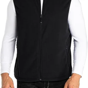 33,000ft Men's Fleece Vest, Lightweight Warm Zip Up Polar Vests Outerwear with Zipper Pockets, Sleeveless Jacket for Winter